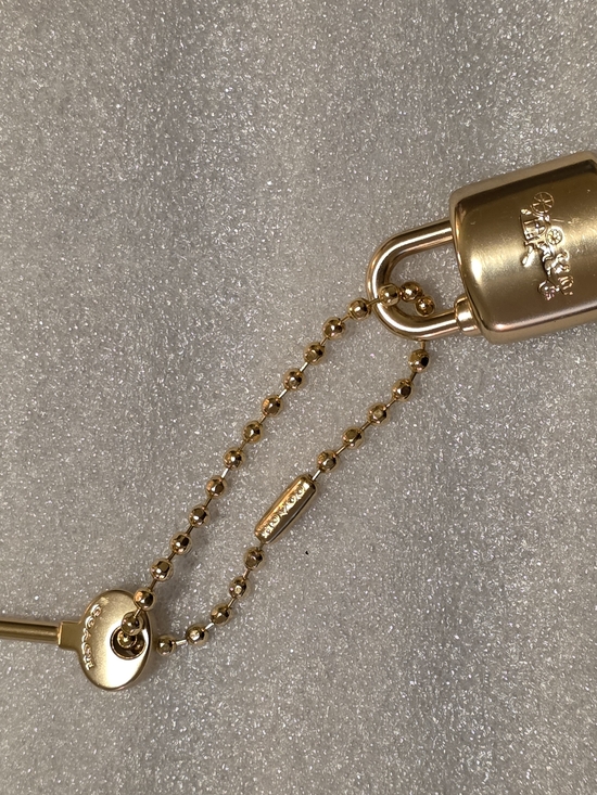 Coach Gold Padlock Charm Key & Card Holder Chain